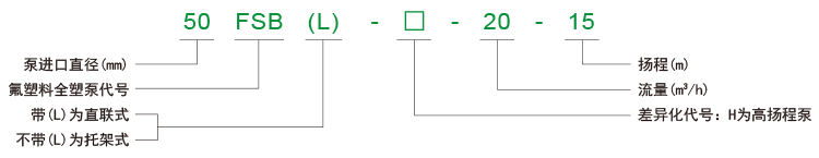 FSB系列氟塑料耐腐蝕泵型號含義